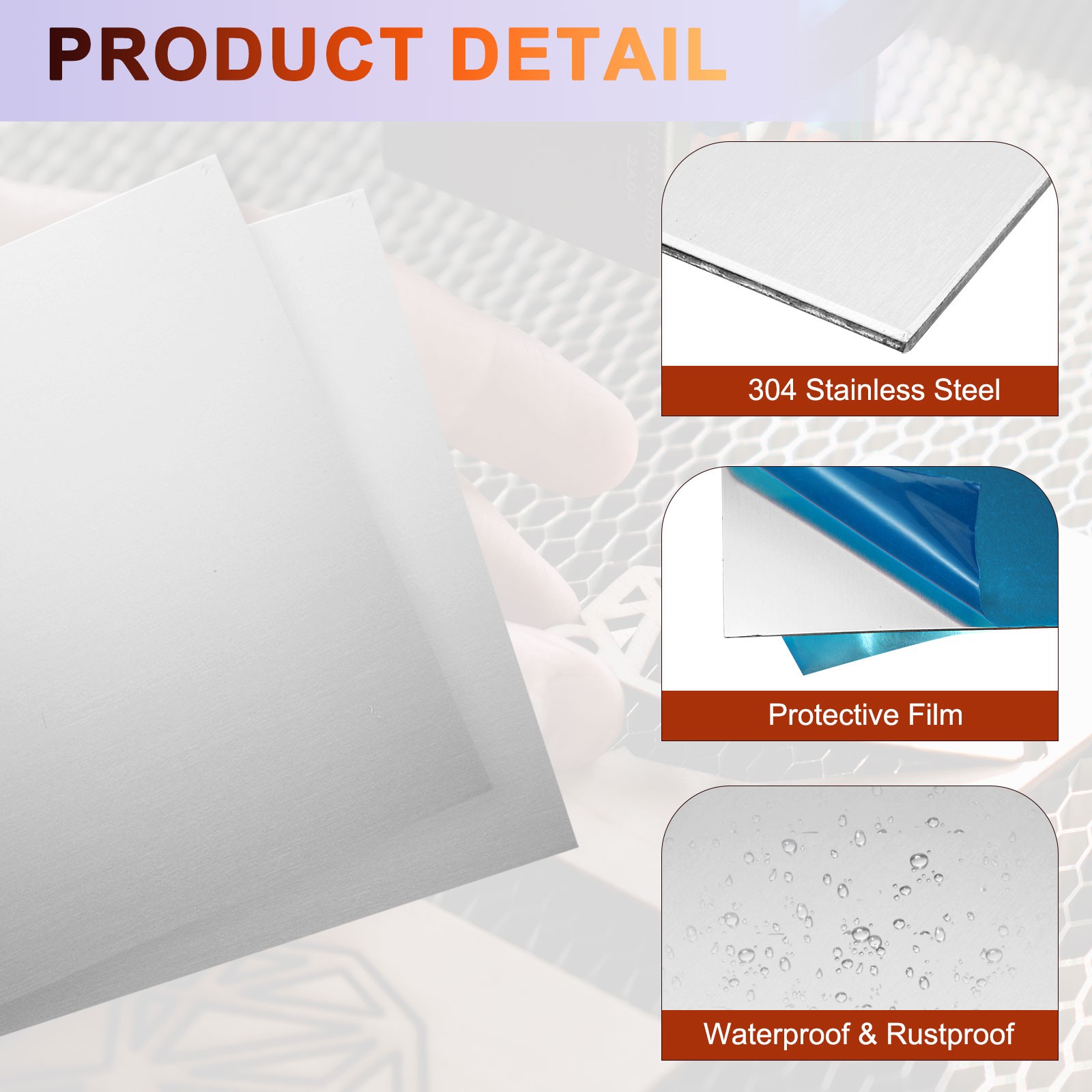2Pcs Stainless Steel Sheet Plate, 8″ x 8″, 24 Gauge (0.5mm) with Glove(Silver)