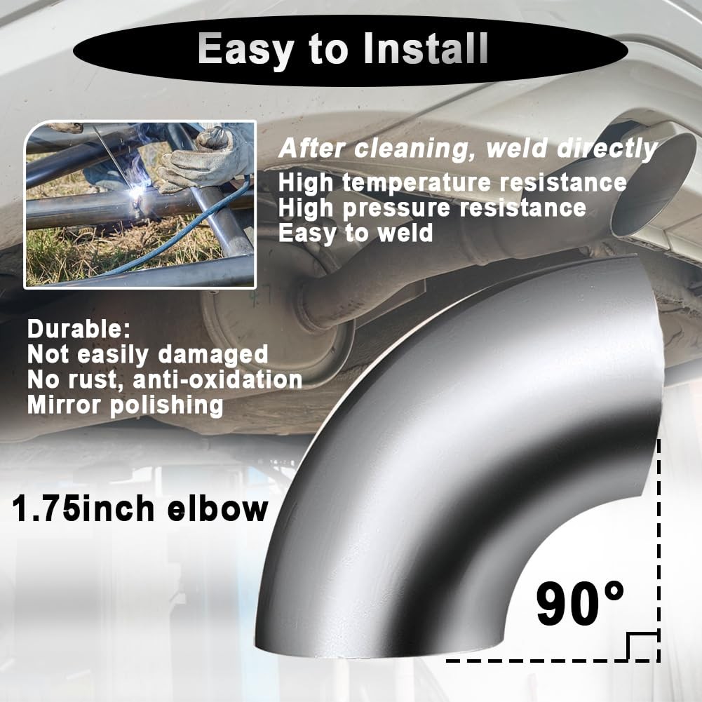 1.75″ 90 Degree SS304 Stainless Steel Exhaust Elbow Bend Pipe