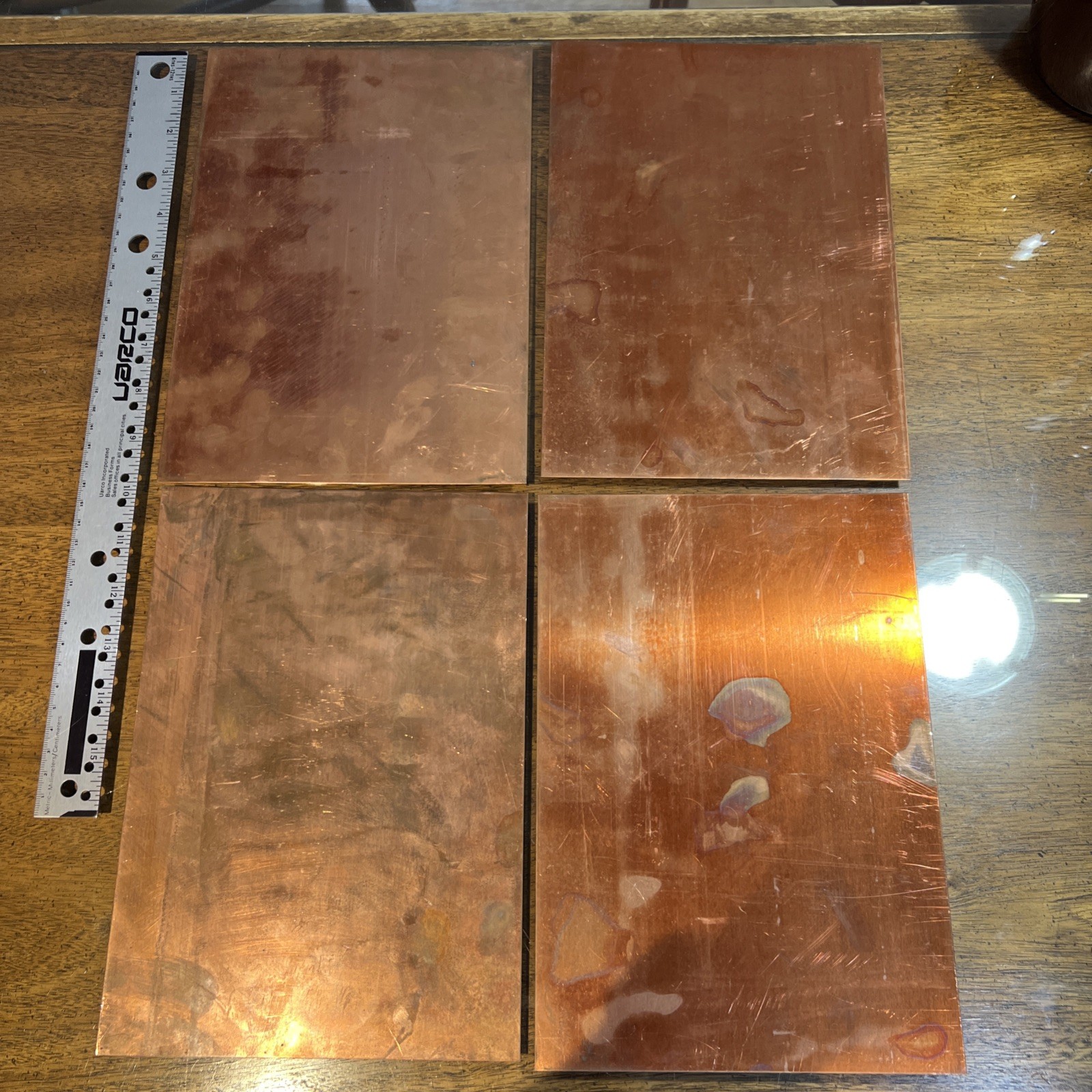 4 Pieces Copper Sheets Plates for Crafts/ Enamel, 10” X 7” New/old Inventory