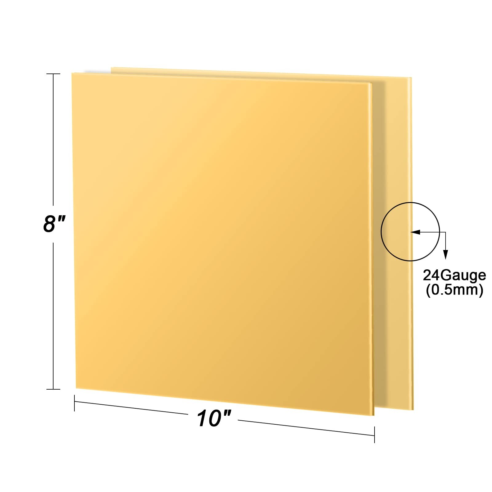 2 Pcs Brass Sheet, 8″ x 10″, 24 Gauge(0.5mm) Thickness, No Scratches, Film At…