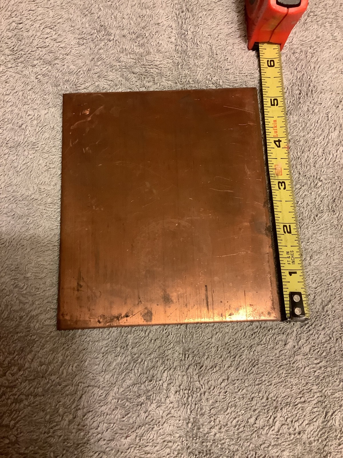 COPPER PLATE 4 1/2″ x 5 1/4” x 0.200″ FREE SHIPPING