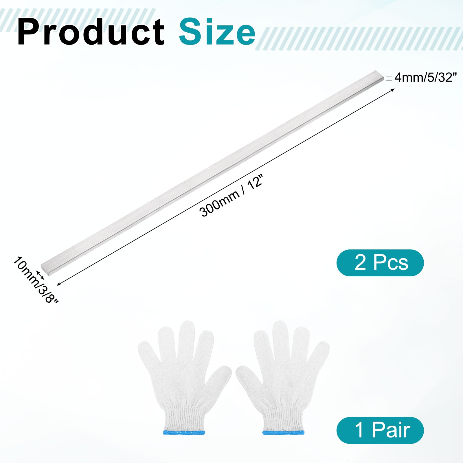 2 Pcs 316L Stainless Steel Flat Bar 5/32″ x 3/8″ x 12″ Trim Strips Sheet