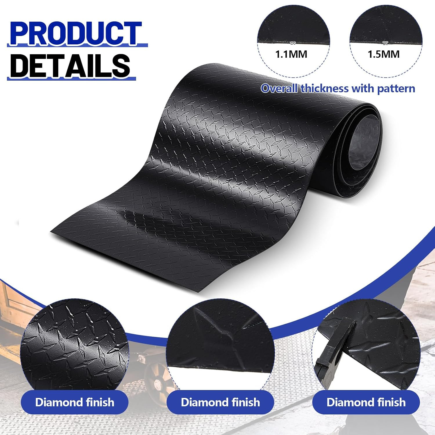 1Pcs 12” X 120” Black Diamond Plate Sheet Metal Heavy Duty Tread Aluminum Shee