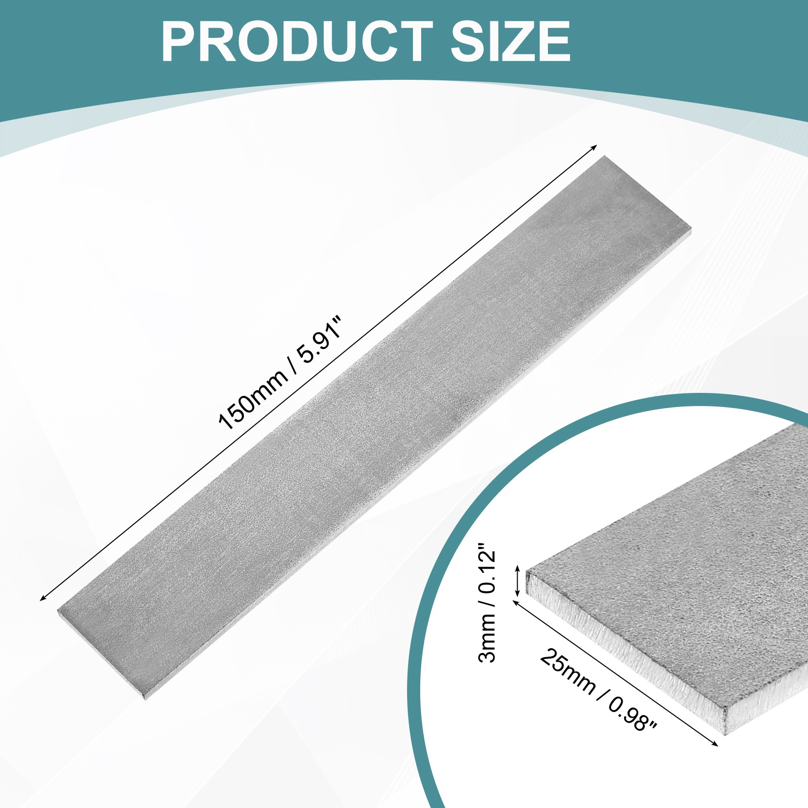 316 Stainless Steel Flat Bar 1/8″ Thickness 1″ Width 6″ Length Metal Bar