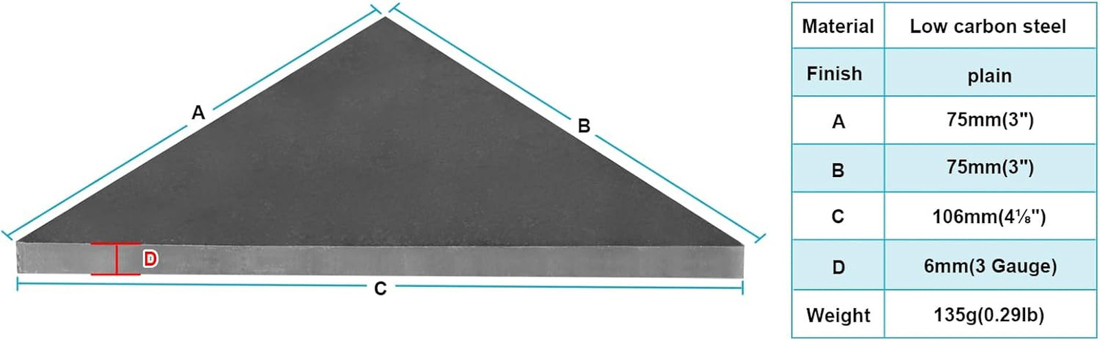 Eoere 10 PCS Heavy Duty Steel Plate Gussets 3″ X 3″ X 1/4″ Weld on Triangle