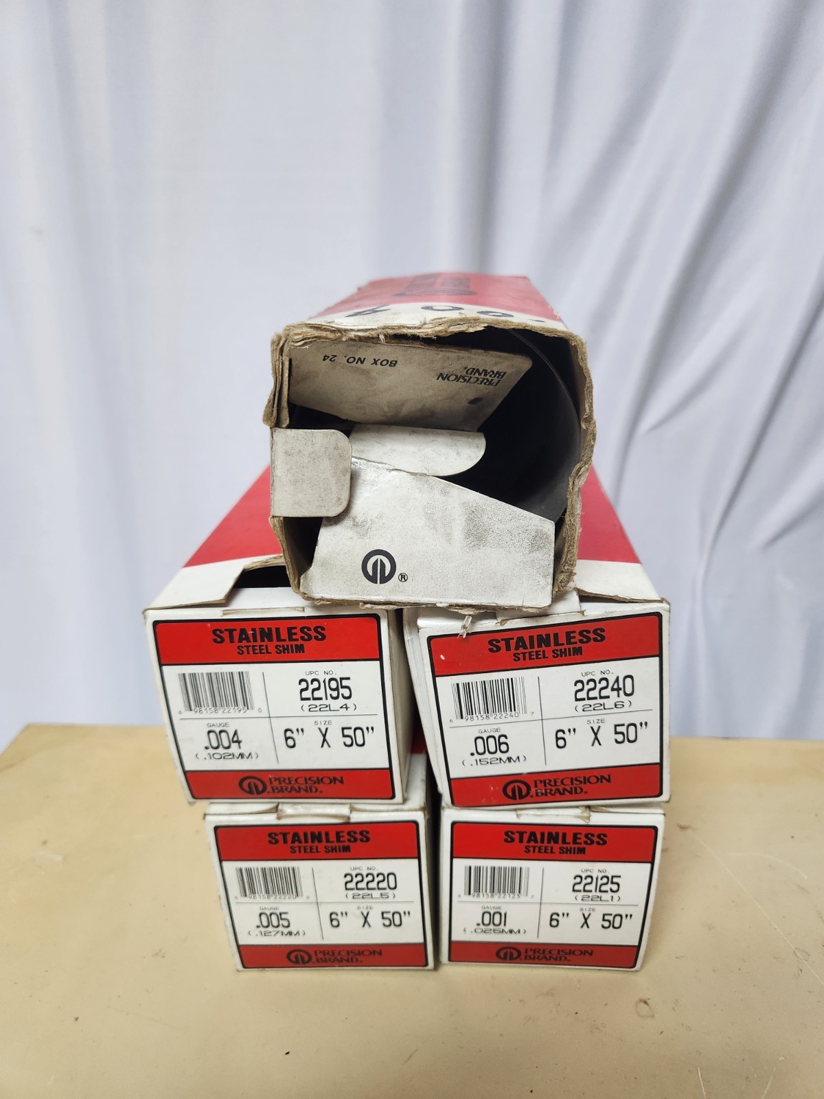 Lot of 5 New NOS Precision Brand Stainless Steel Shim 22195 22L4 6″ x 50″