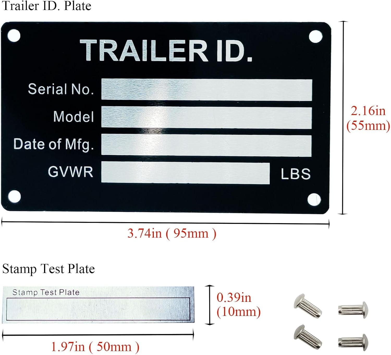 Blank Aluminum ID Plates, Metal Identification Plate, Serial Number Tag