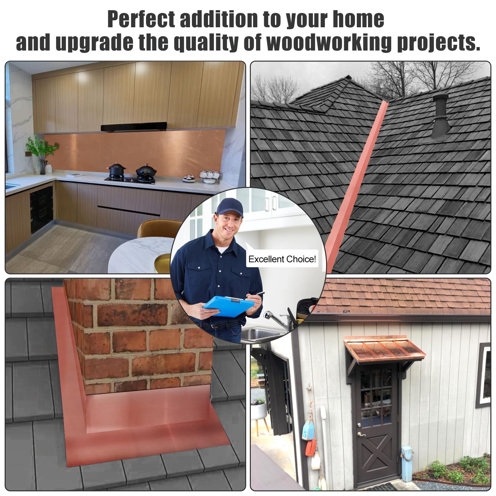 Copper Flashing 99.95% Pure – 26 Gauge 0.4mm 26 Ga, 12″ Width x 10 FT,