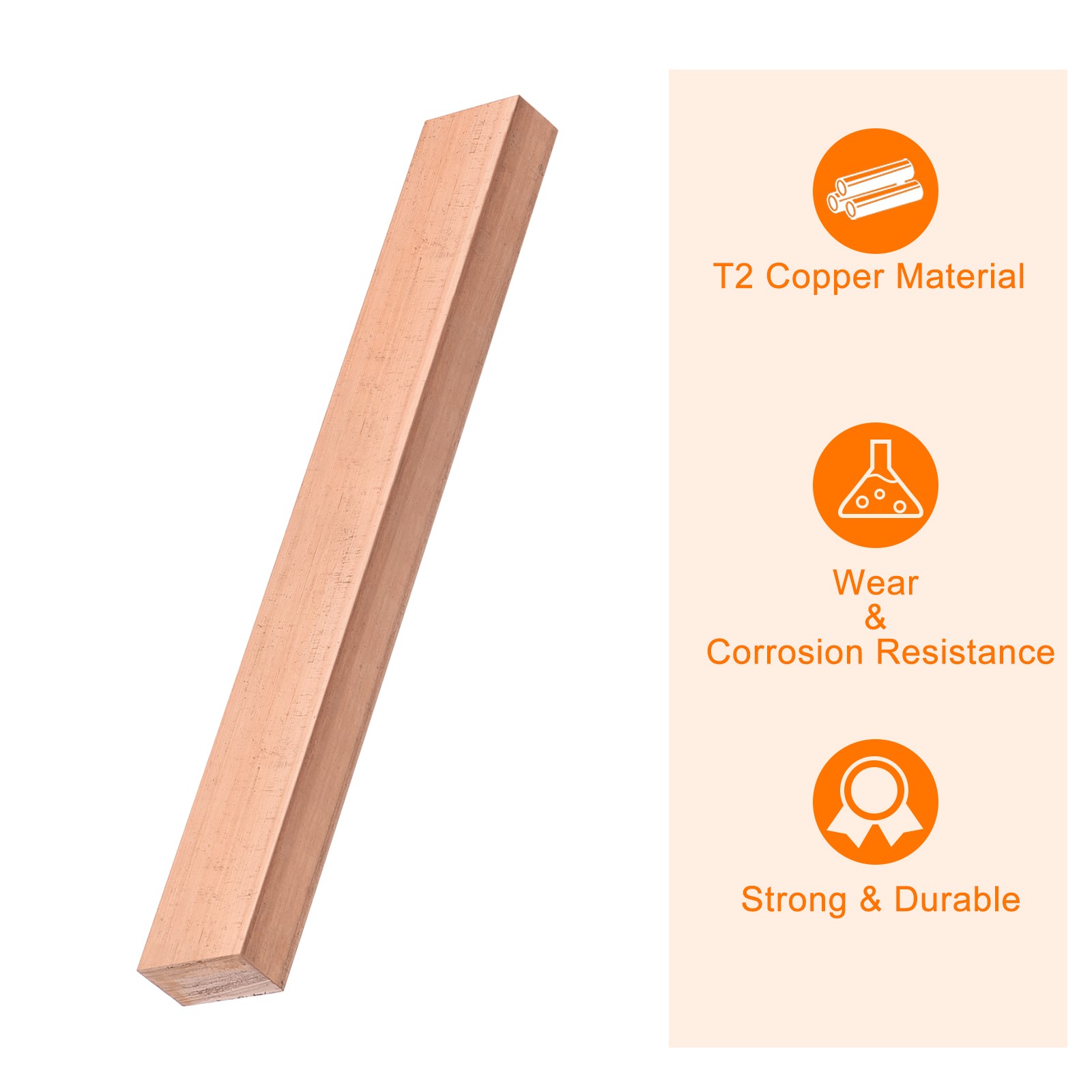 Copper Flat Bar, 3/8″ Thickness x 25/32″ Width x 6″ Length Copper Bar Stock