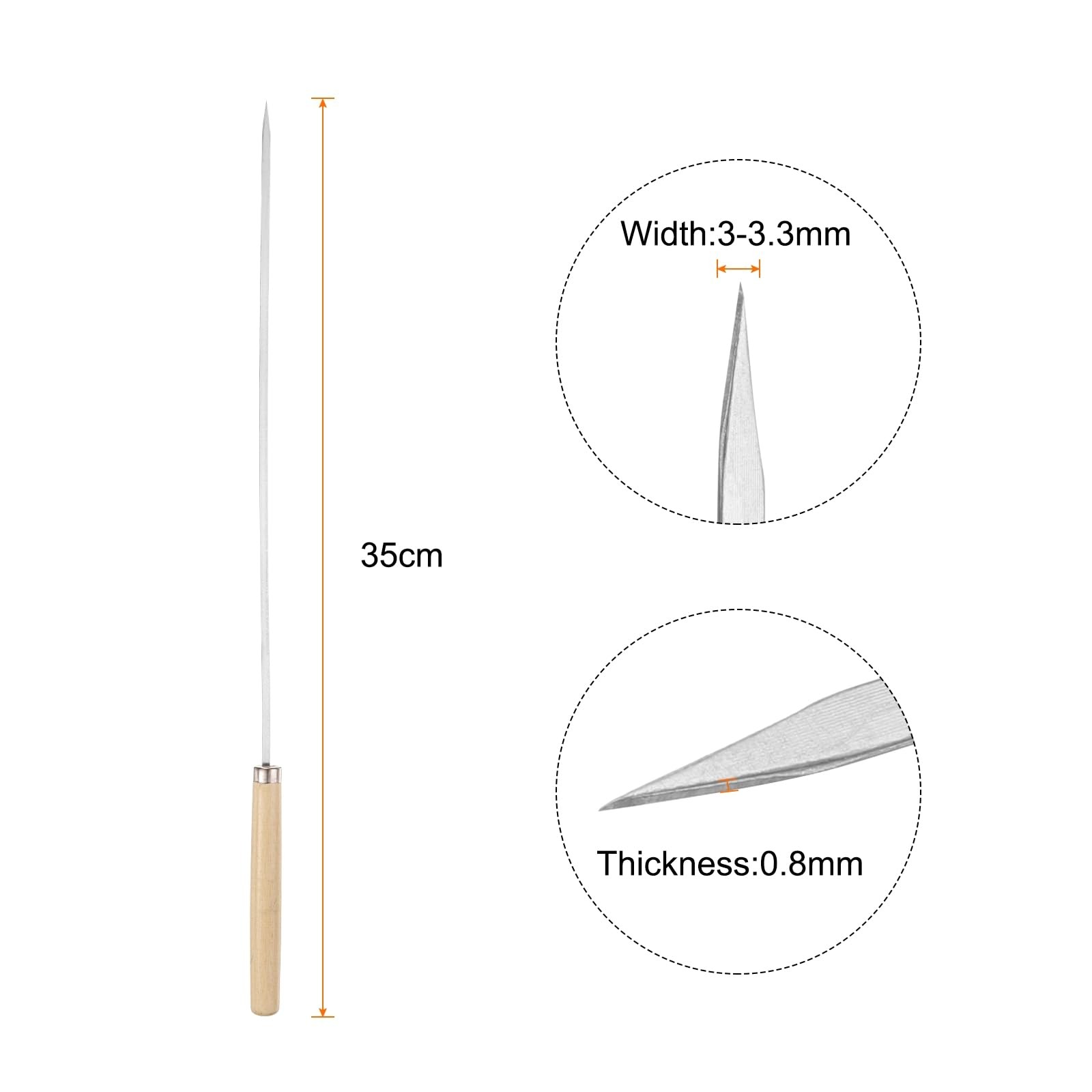 HARFINGTON 16pcs Metal Kebob Skewers 13″ 3.3mmx0.8mm Stainless Steel Flat Sticks