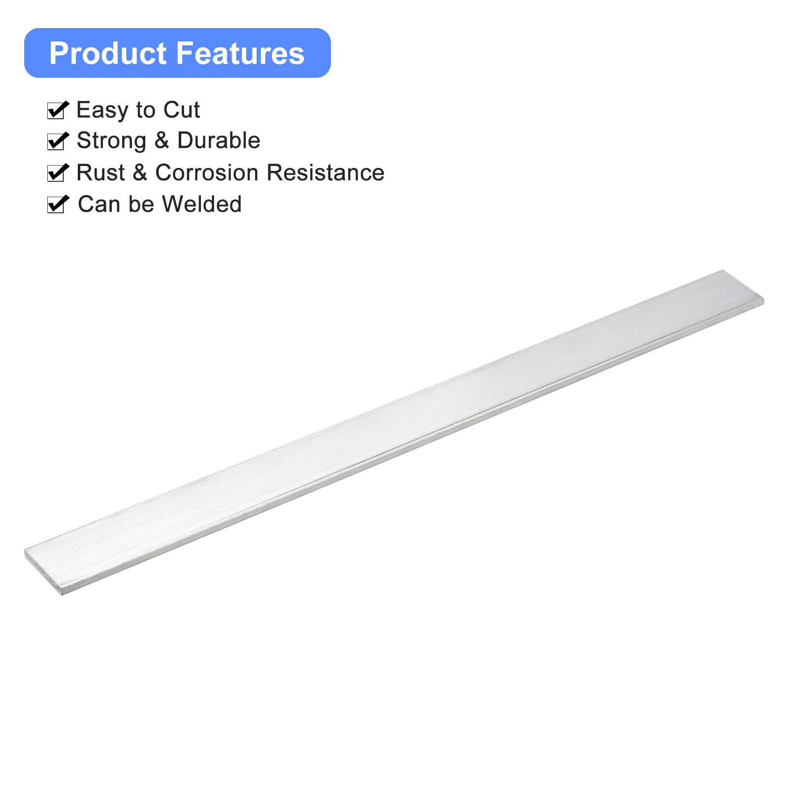 Square Aluminum Flat Bar, 6pcs 1/8″ Thickness 1″ Width 12″ Length