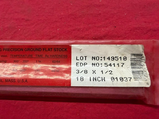 Starrett 3/8 x 1/2 x 18″ No. 496 Oil Hardening Ground Flat Stock – Rust – Old