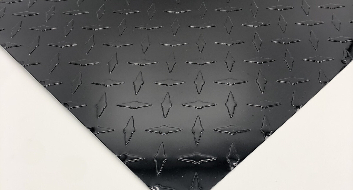 12″ x 96″ BLACK Aluminum Diamond Plate Sheet .025 in Thick – Trailer, RV, Garage
