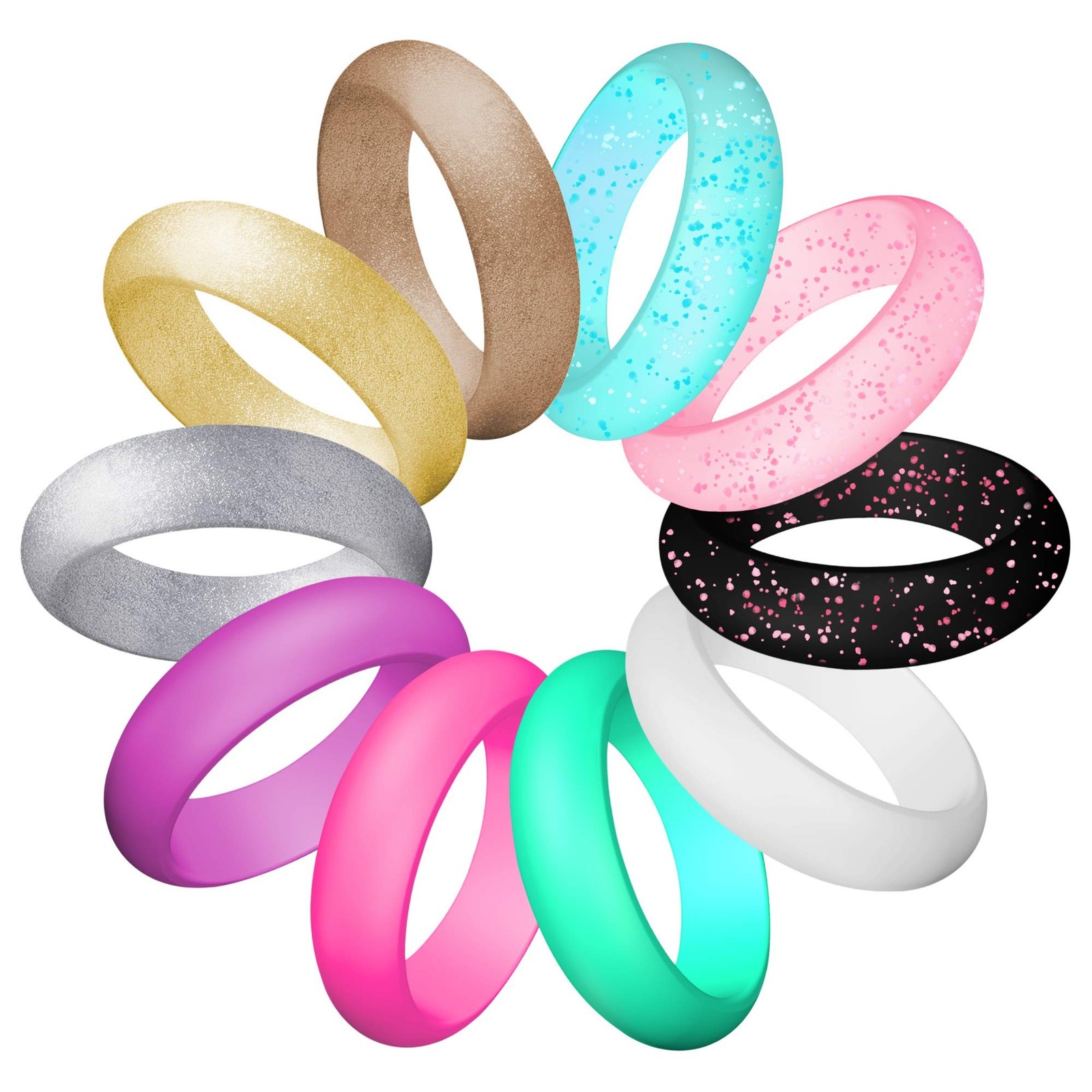 Silicone Wedding Ring For women, Thin and Stackable Durable Rubber Safe Band …