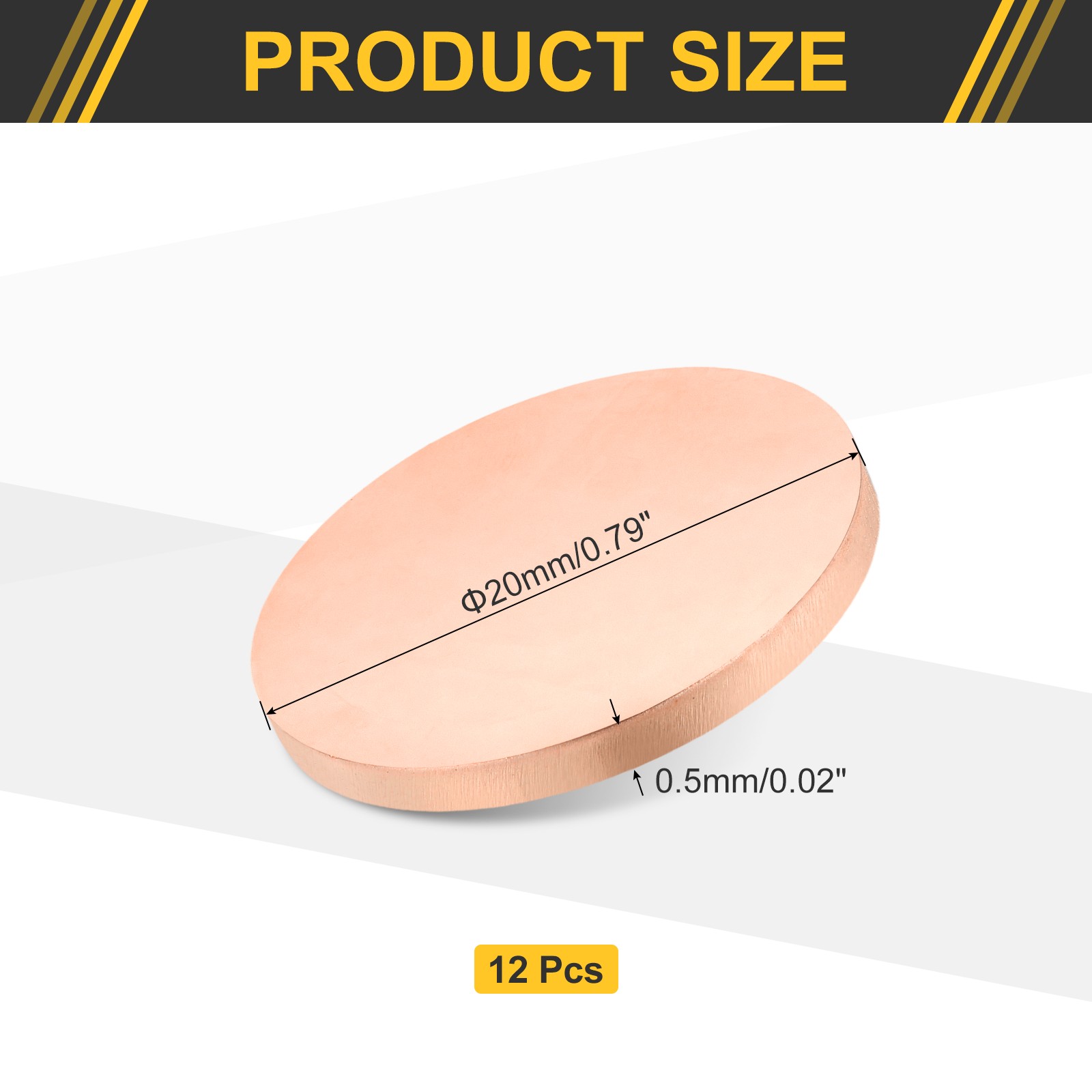 12Pcs Copper Round Plate, 0.02″ Thick 0.8″ Dia C1100 Pure Copper Sheet
