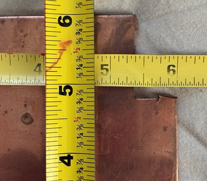 101 Copper Sheet 1/8 Thick x 5.3″ x 4.7″ ** SEE PICS** 99.95% copper