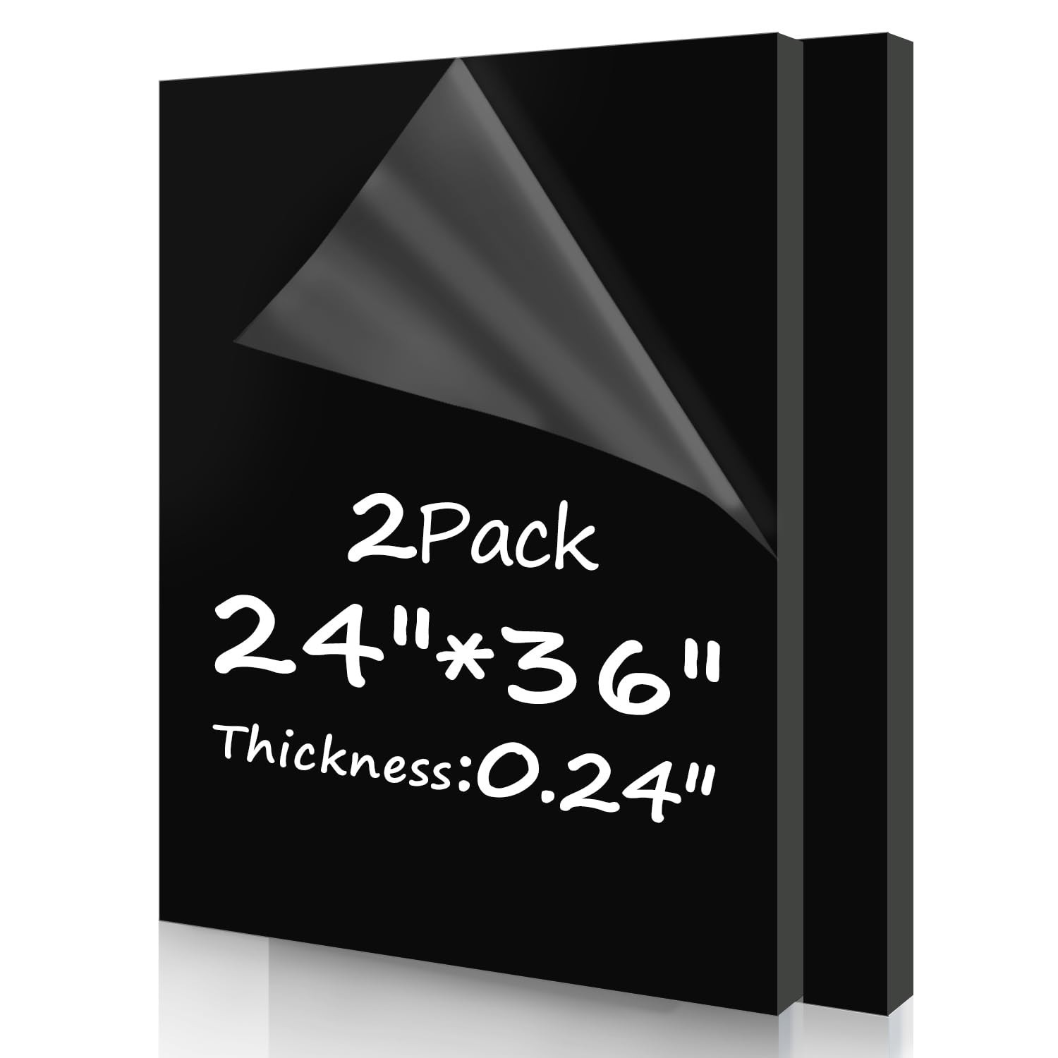 2 Pack 24×36 Inches 1/4″ (6mm) Black Premium Acrylic Sheet (Plexiglass) – Scr…
