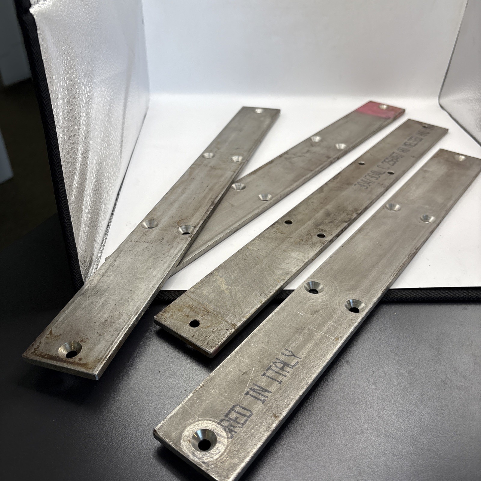 304/304L Stainless Steel 17.5 Inch x 2 Inch x 1/4 Inch Bars With Holes Lot Of 4