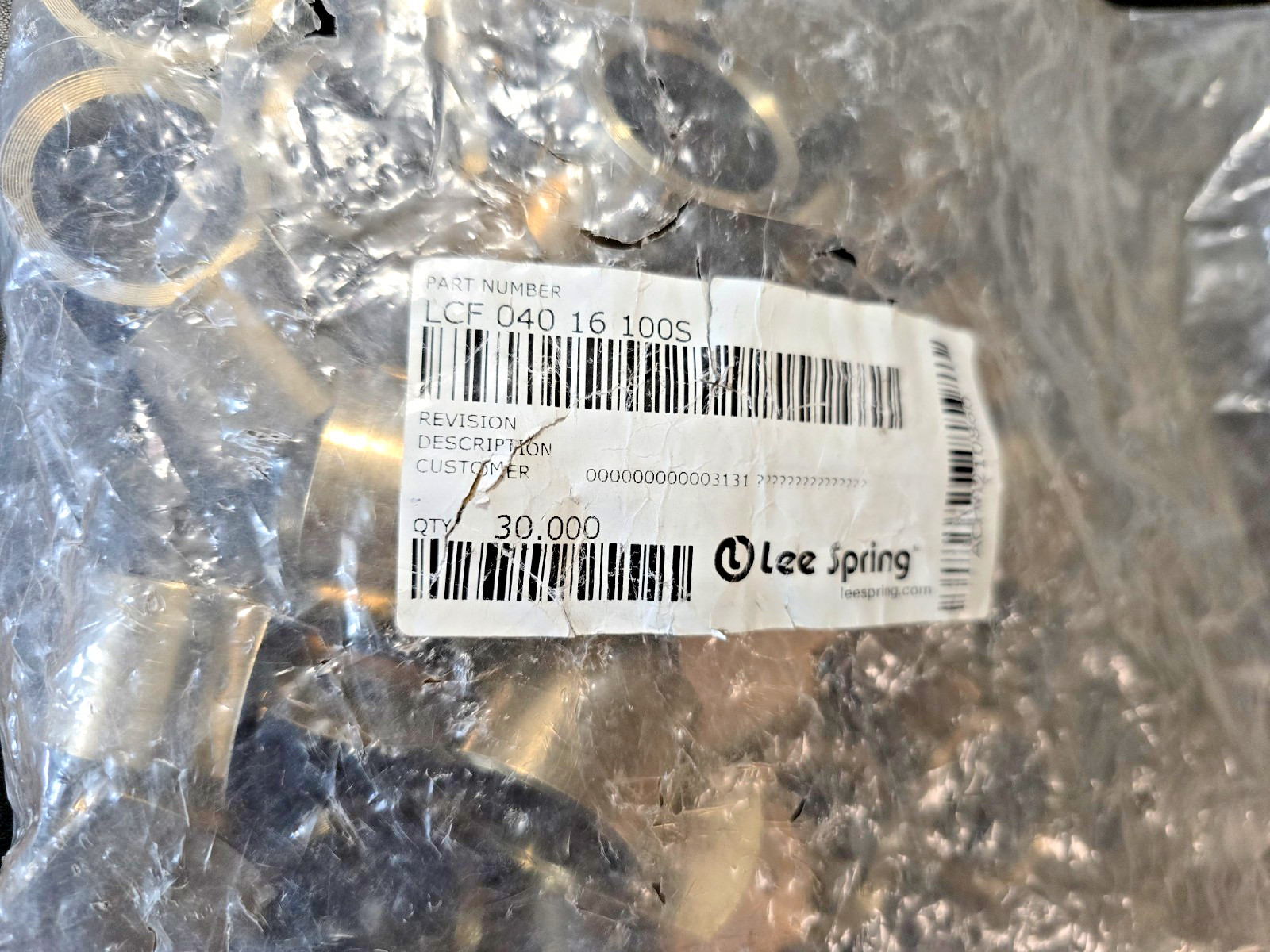 Lee Spring Constant Force Spring MPN: LCF 040 16 100S, NEW BAG OF 30
