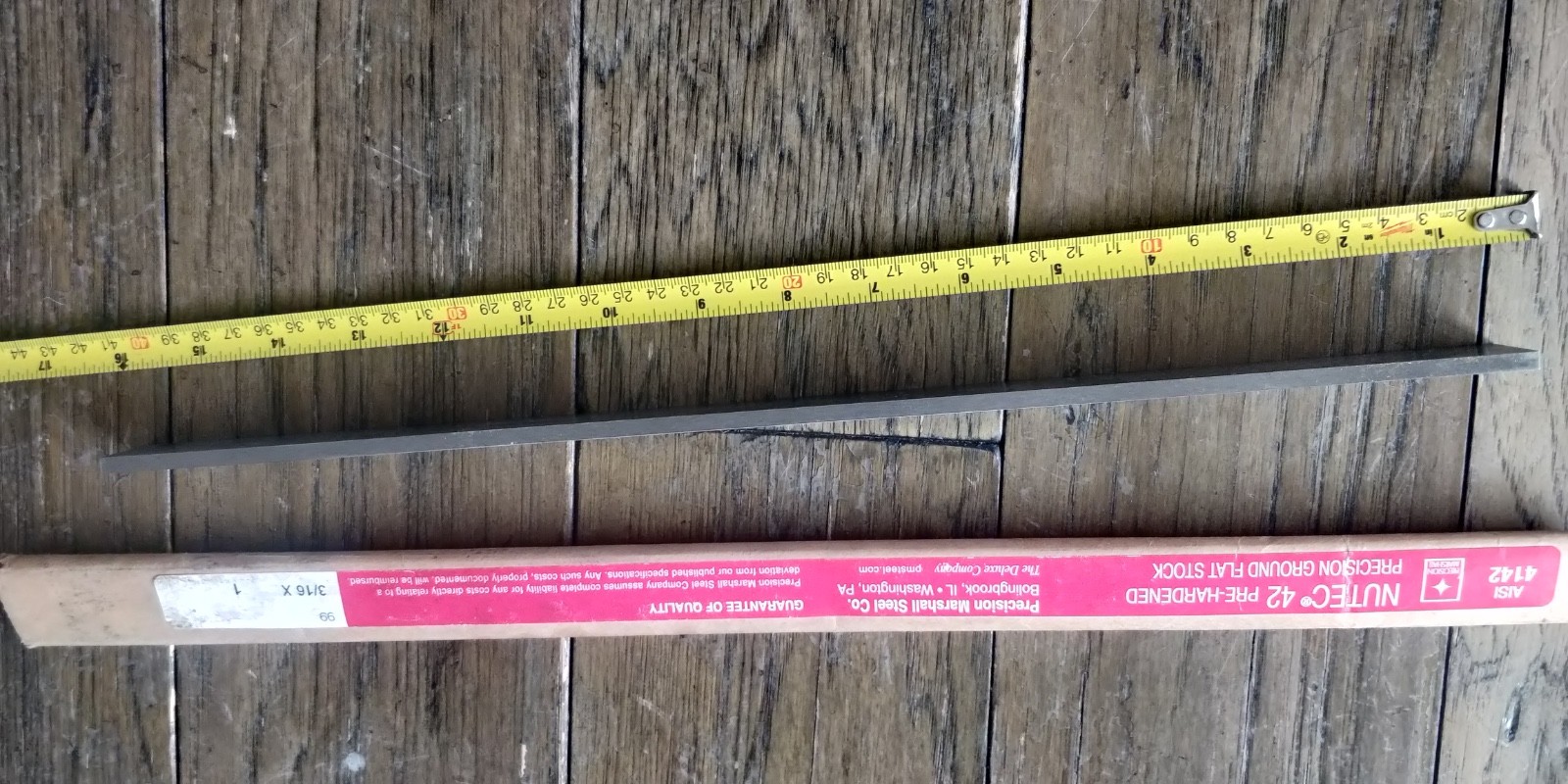 Precision Ground Flat Stock 15″ x 3/16″ x 1″ Precision Marshall NUTEC 42