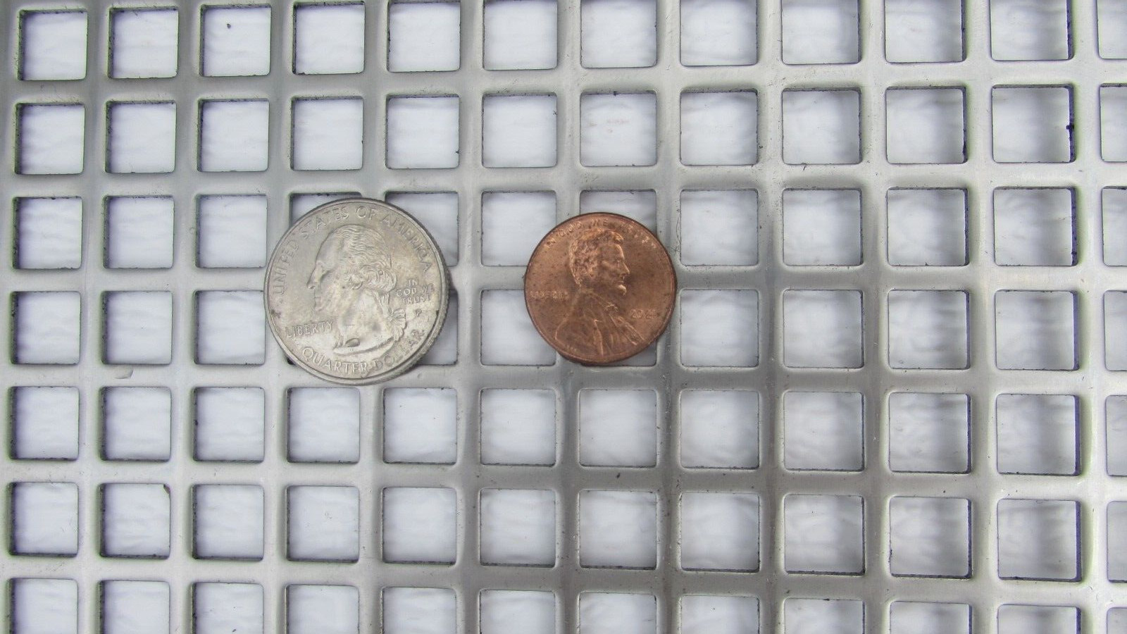 ==3/8″ SQUARE—- 16 GA. STAINLESS PERFORATED METAL —12″ x 24″==