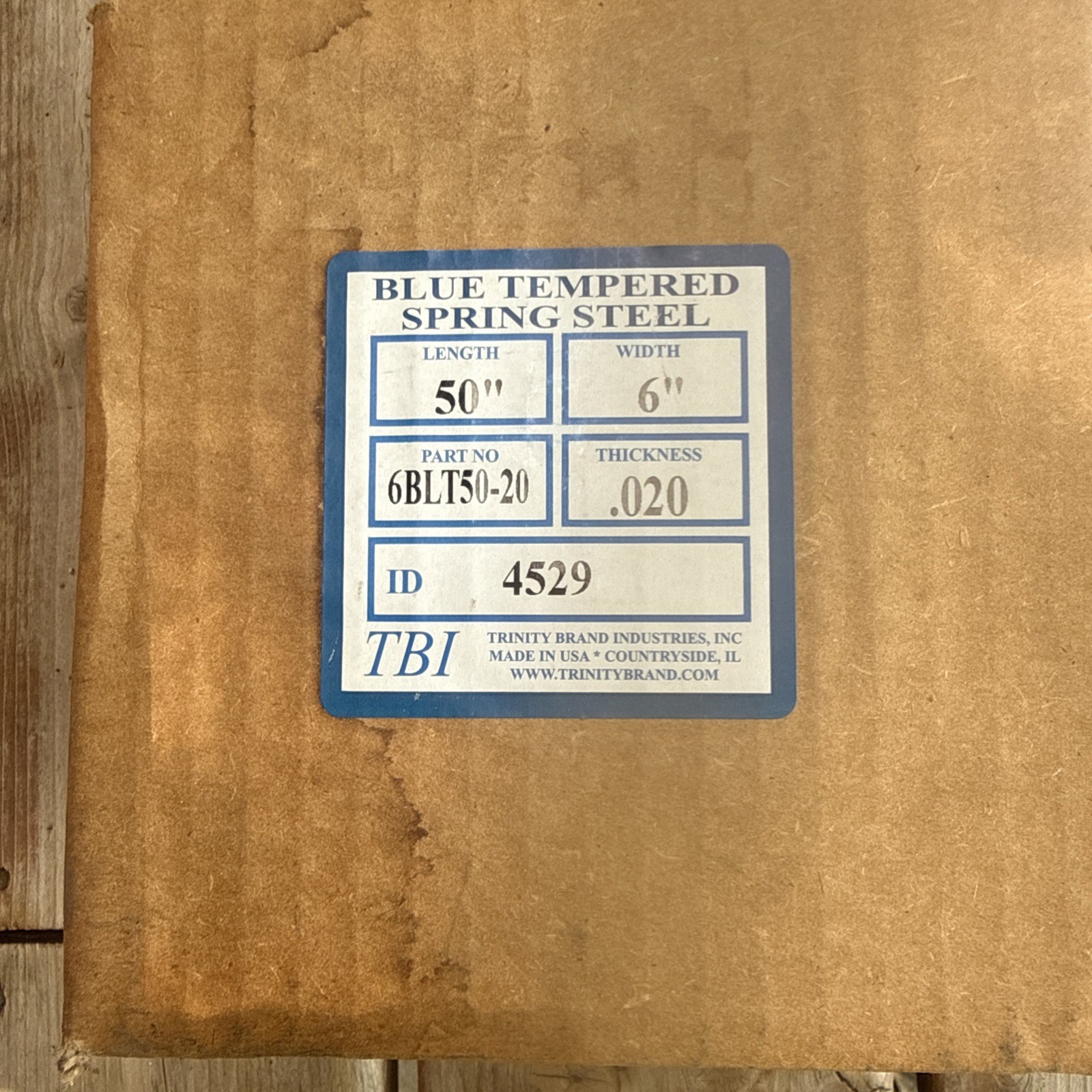 Blue Tempered Spring Steel .020 Thickness 50”x6”