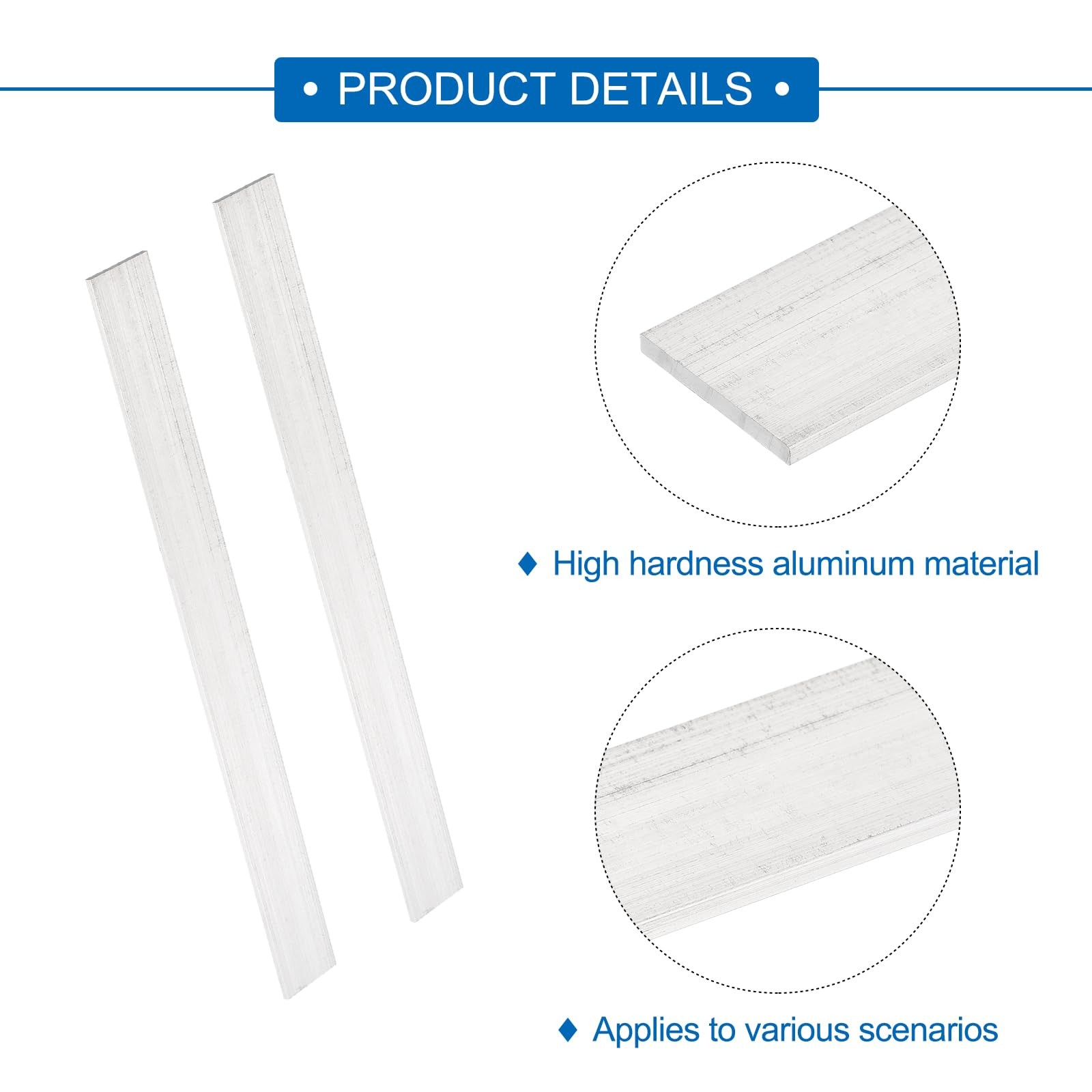 2 Pcs Square Aluminum Flat Bar, 1/8″ (2.5mm) Thick x 1 3/16″ (30mm) Width x 1…