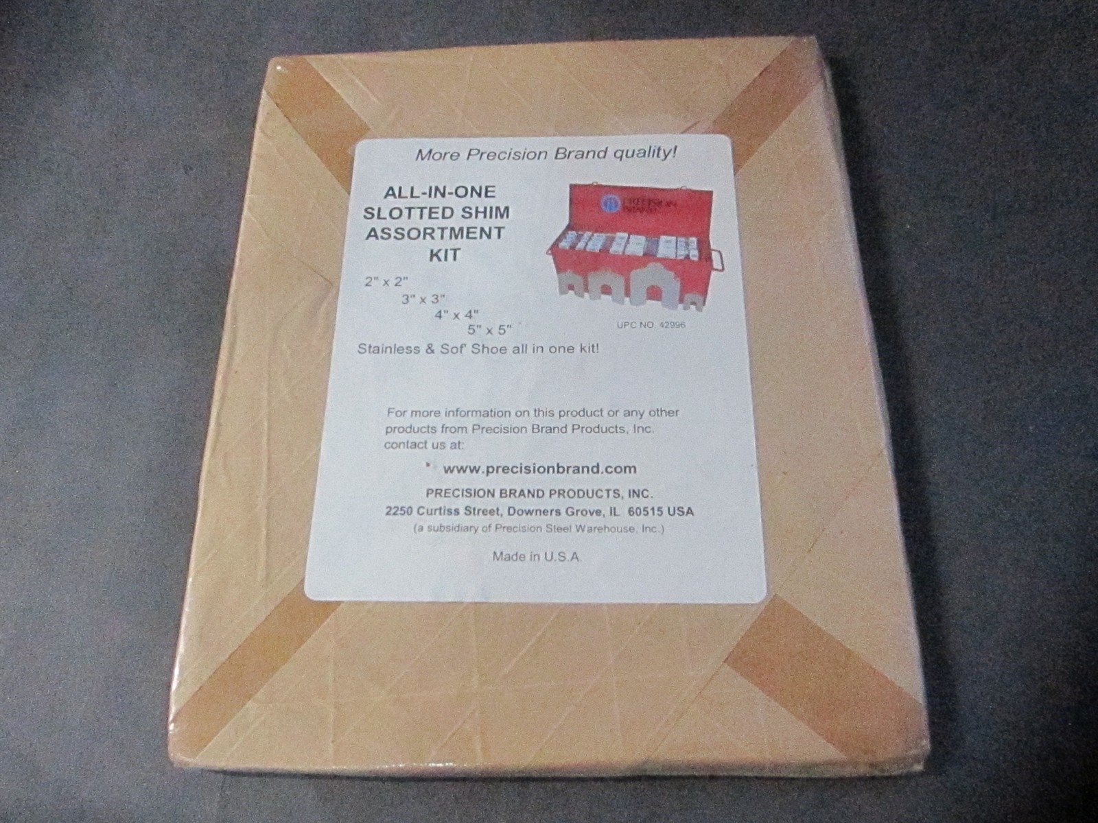Precision Brand 42630 6 x 6 x 0.010 Stainless Steel Slotted Shims w/ Tab – Qty 5