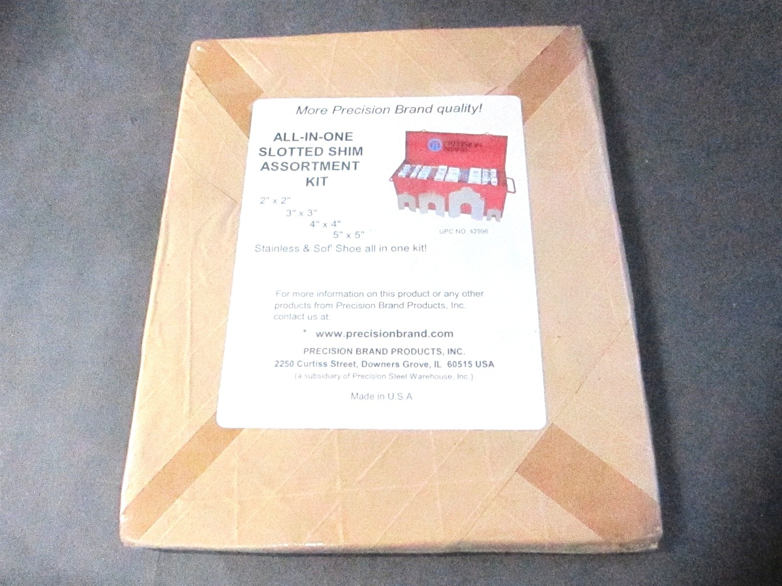 Precision Brand 42630 6 x 6 x 0.010 Stainless Steel Slotted Shims w/ Tab – Qty 5
