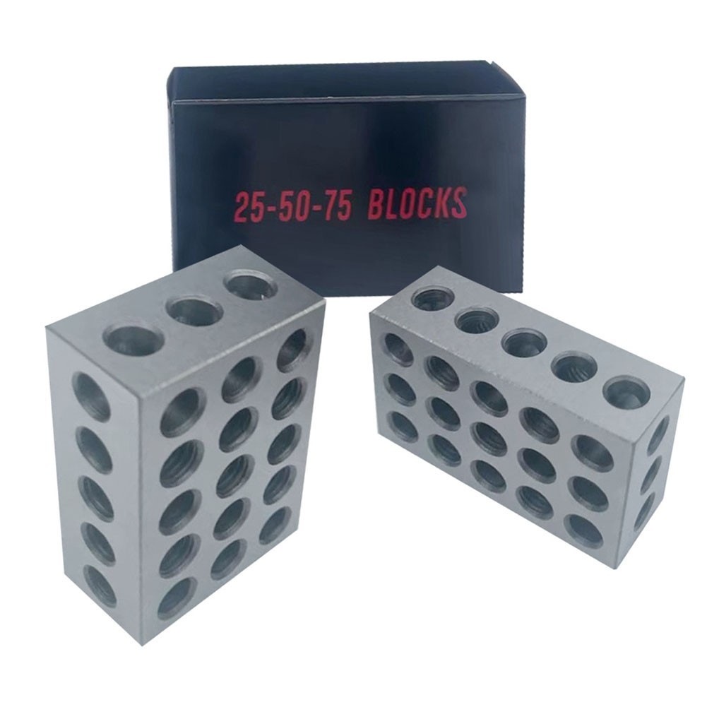 25 50 75mm Steel Setup Blocks Matched Pair 23 Holes for Metal Fabrication