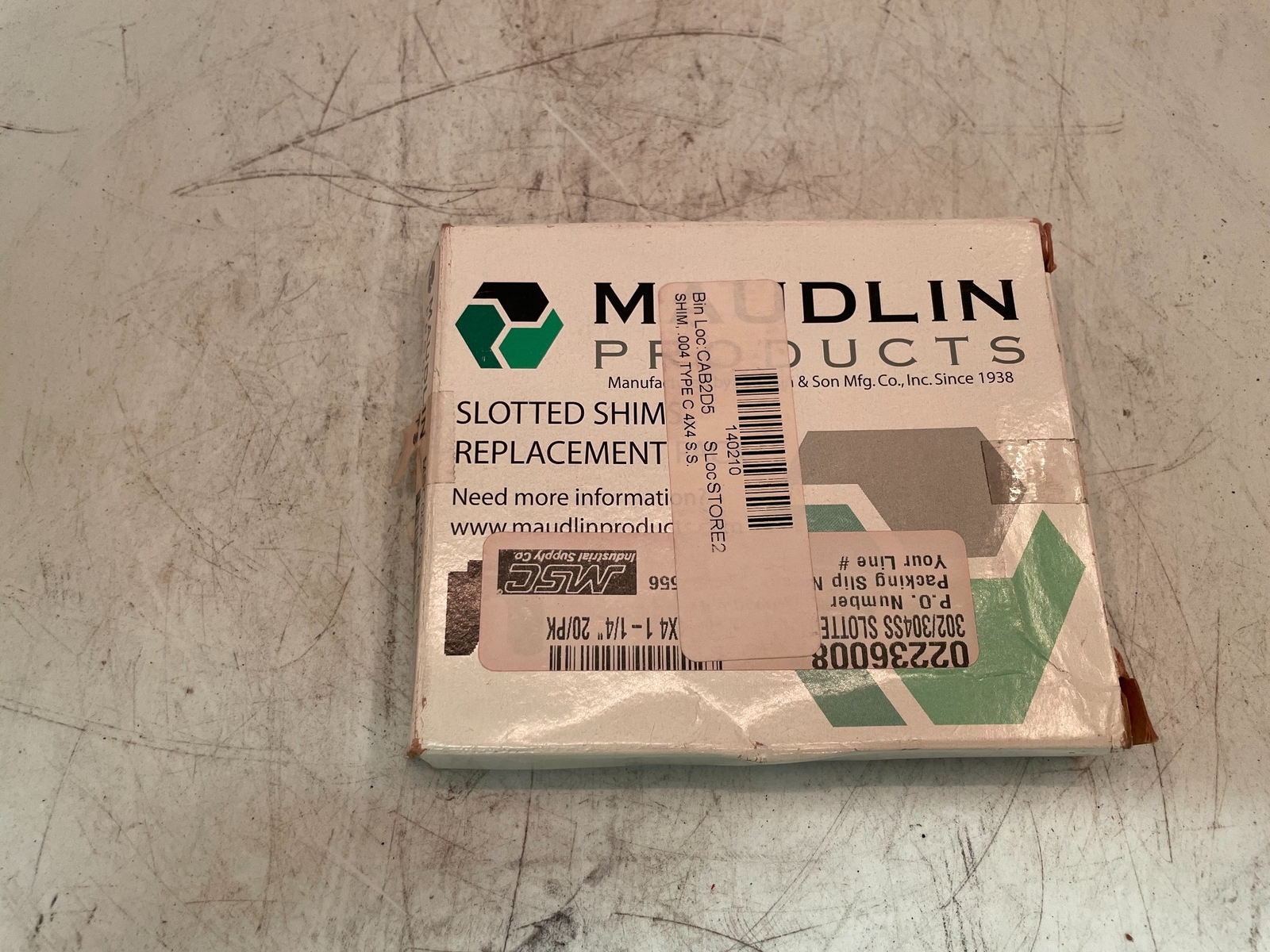 Mauldin MSC004-20 Slotted Shim – With Tab, C, 1 1/4 in Slot Size, 20 Per Pack