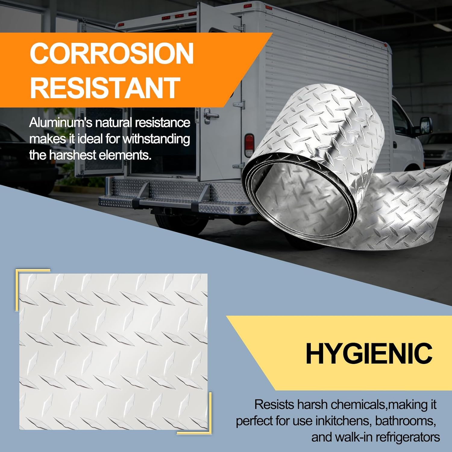 Diamond Plate Aluminum Sheet 0.045″ 3003-H22 8″x120″ Non-Slip Tread Plate
