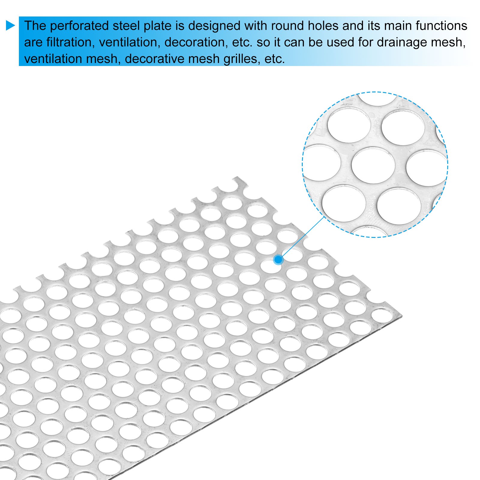 7.9″ L x 3.9″ W Perforated Metal Sheets, 2pcs 16Ga 0.31″Hole 304 Stainless Steel