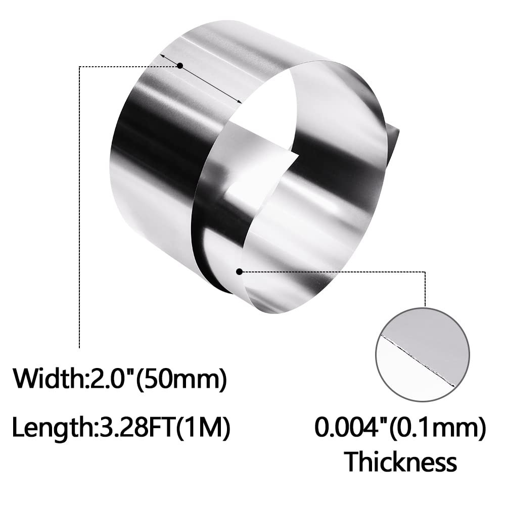304 Stainless Steel Foil Roll, 0.1mm x 50mm x 1M, Metal Strip Sheet for Indus…