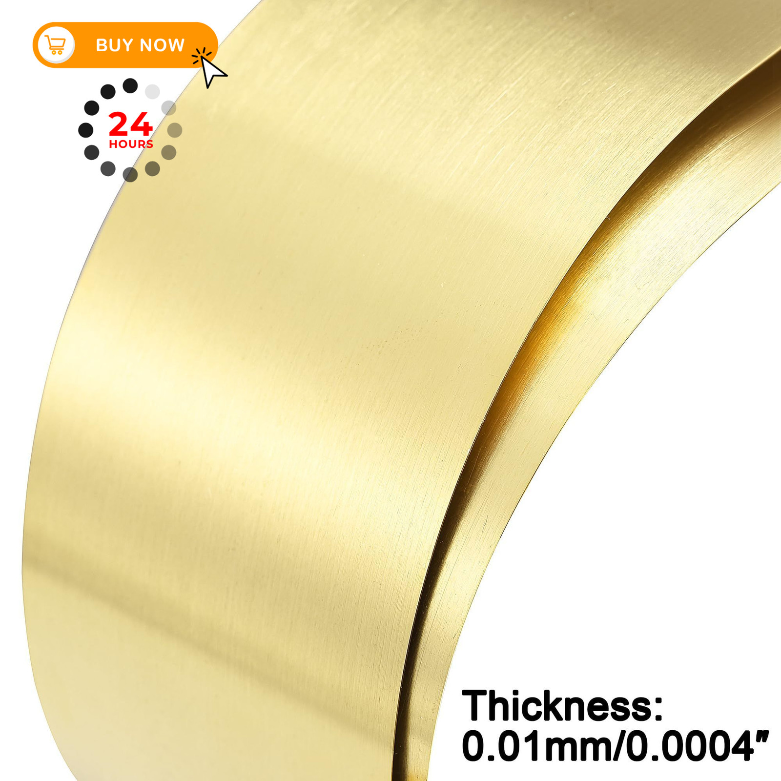 uxcell Brass Sheet Roll, Metal Foil Plate 1000mm x 1000 x 100 x 0.01mm,