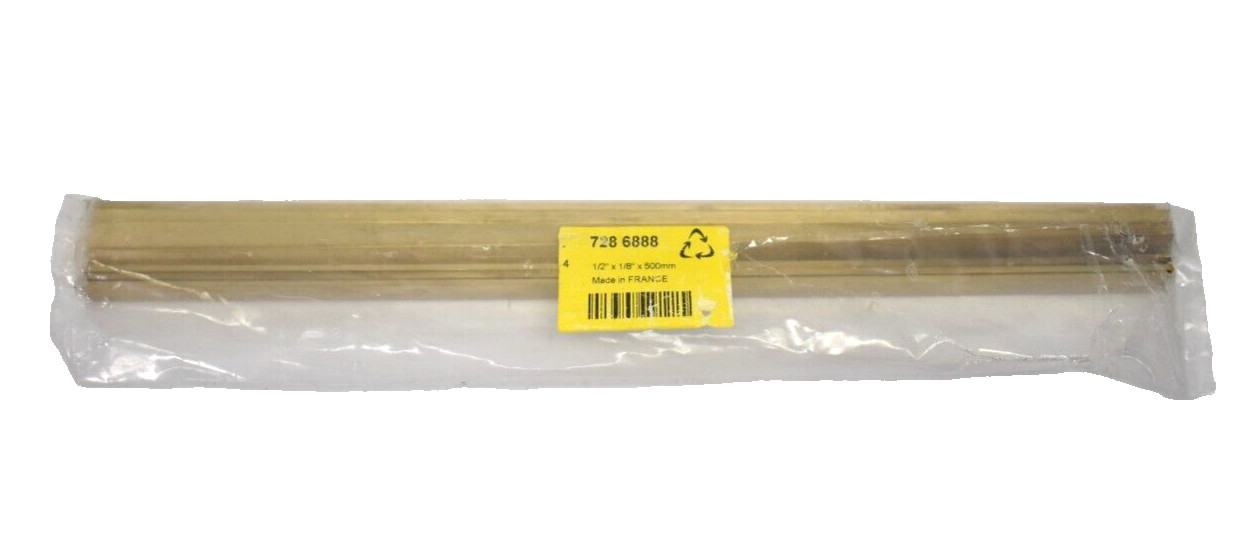 Lot of 8 RS Pro Brass Flat Bars Rods 1/2″ W x 1/8″ H x 500mm L 728 6888