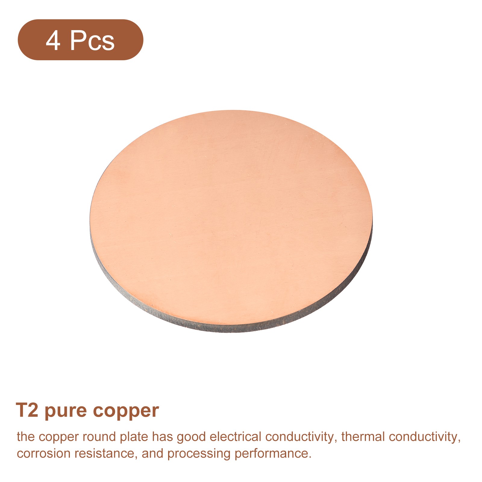 Pure Copper Sheet, 4pcs 1 3/4″ x 0.08″ 12 Gauge T2 Copper Metal Round Plate