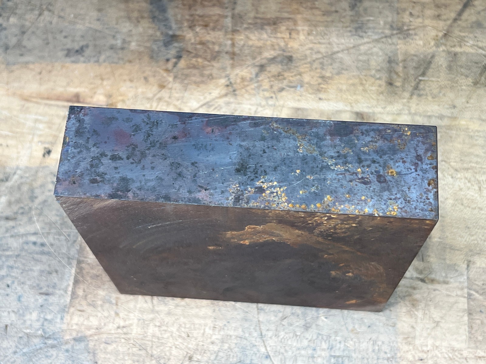 H13 tool steel flat bar stock 6 1/8 x 5 3/4 x 1 1/2 (holes on 1 end) – 15 lb