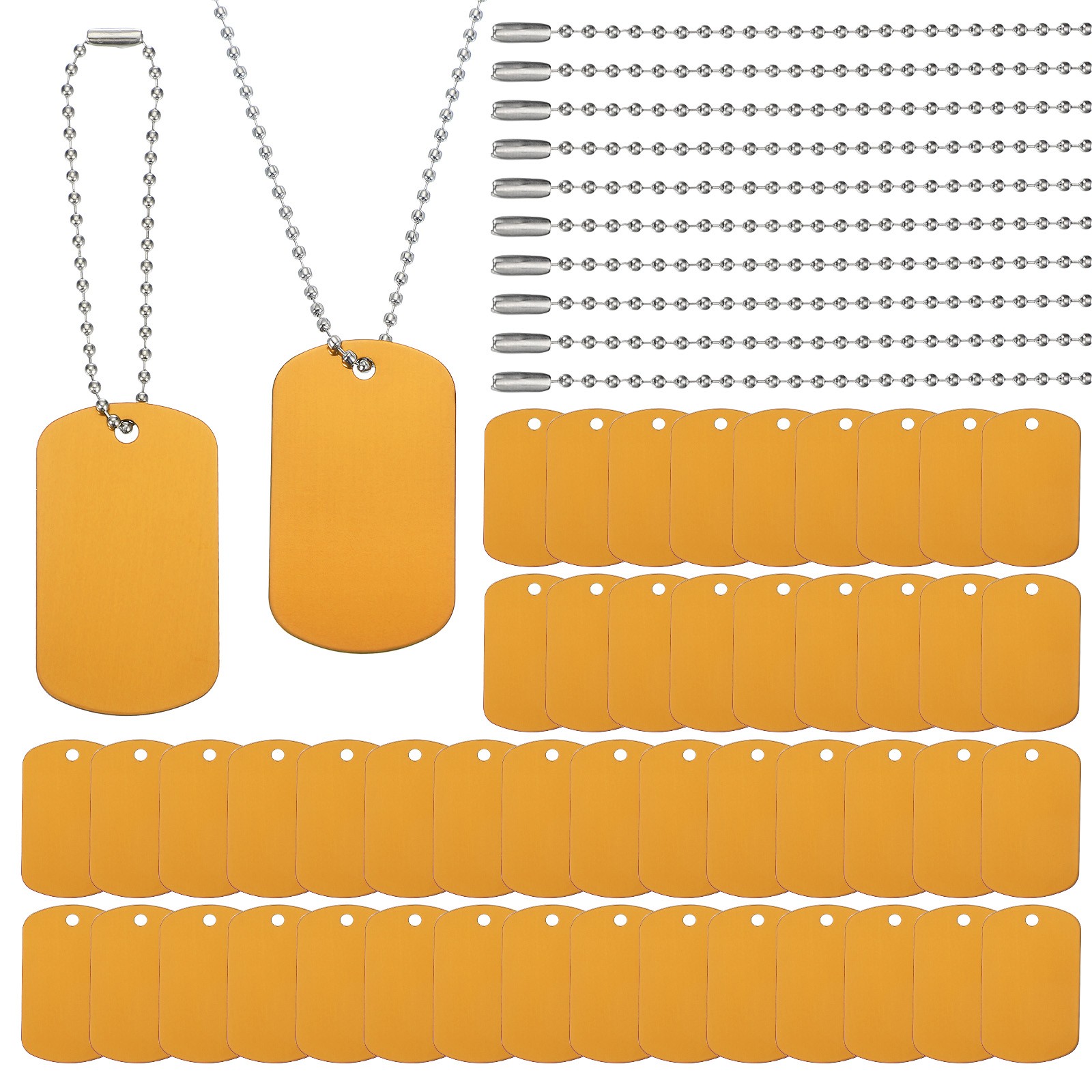 50Pcs Blank Tag Metal Stamping Tags, Rectangle Shape Engraved Tag, Gold Tone