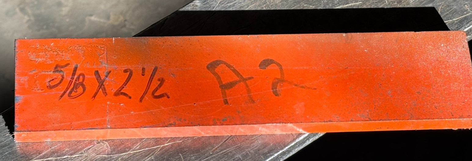 A-2, A2 TOOL STEEL OVERSIZE 5/8″ X 2-1/2″ X 12-1/8″USA-DCARB