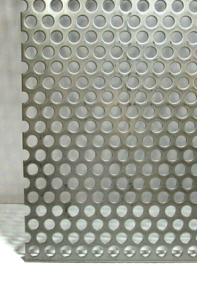 3/8″ HOLE 16 GAUGE 304 STAINLESS STEEL PERFORATED SHEET–12″ x 12″