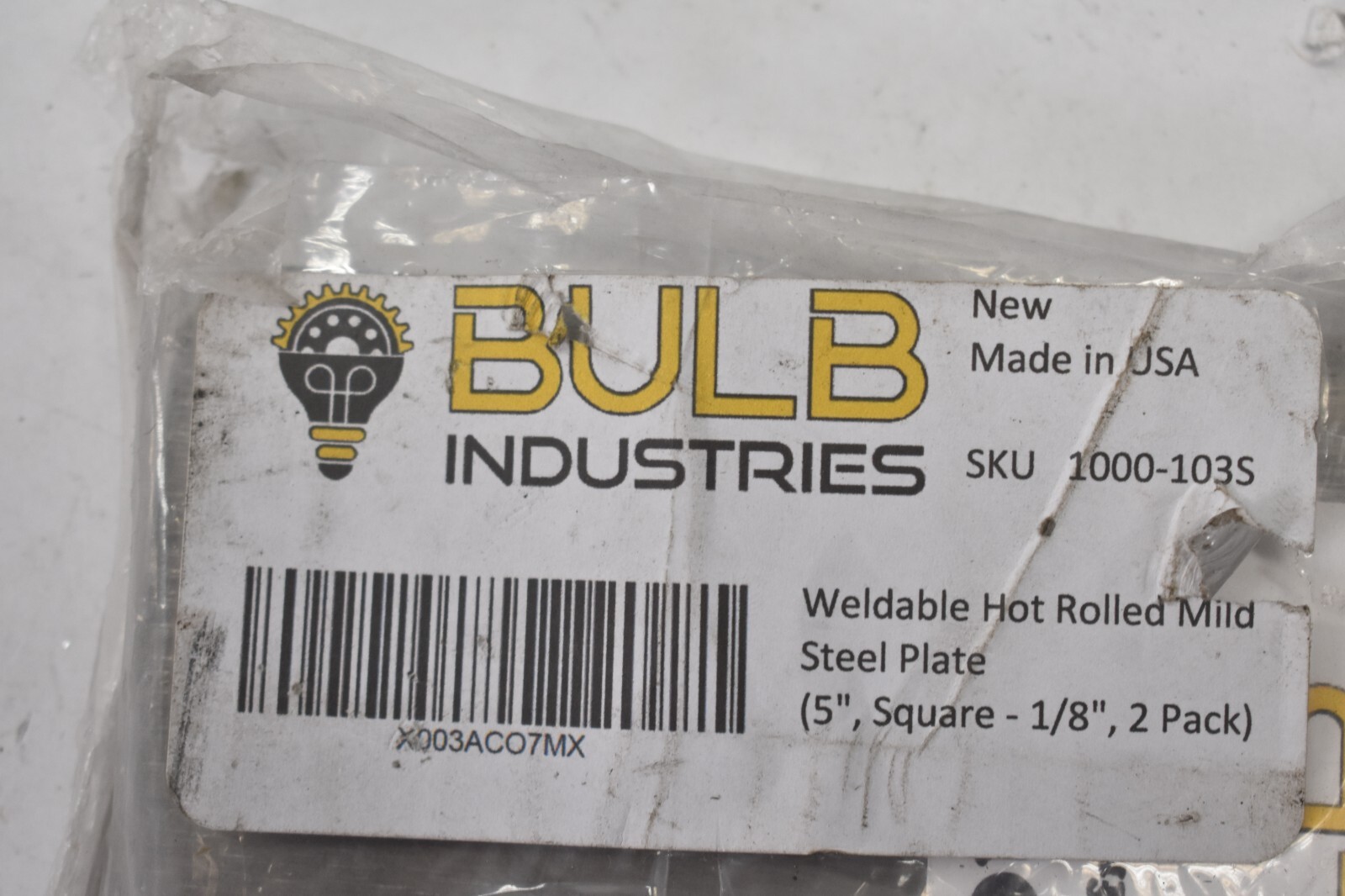 Bulb Industries Weldable Hot Rolled Mild Steel Plates 2 Pack 5″ Square x 1/8″