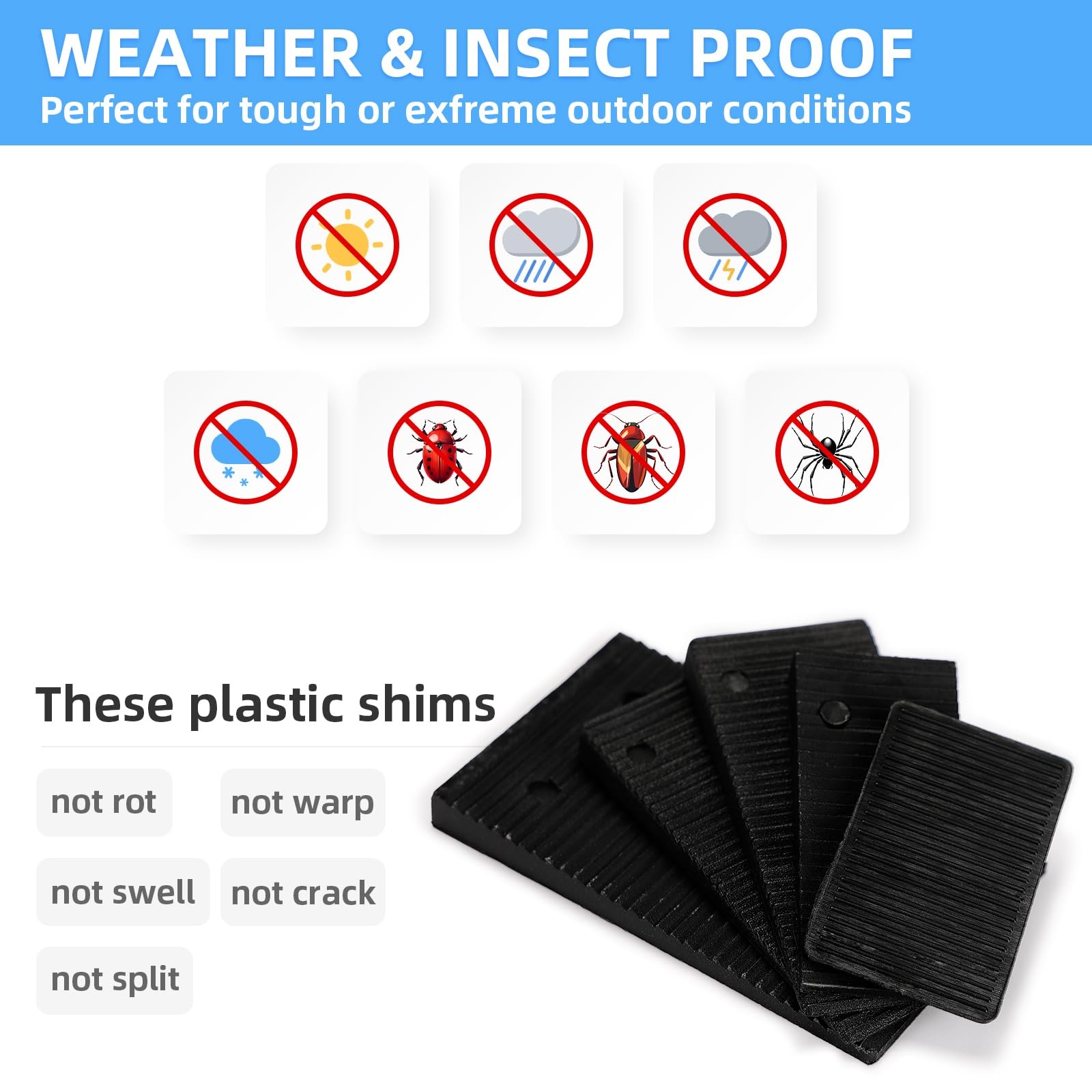 SIDAZON 16 Pack Multiple Size Slopes Black Plastic Composite Shims Leveling W…