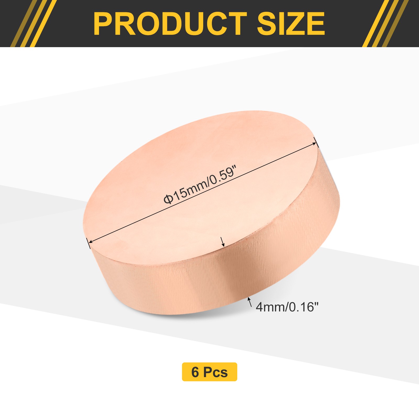 6 Pcs 0.16″ Thick 0.6″ Dia Copper Round Plate C1100 Pure Copper Sheet