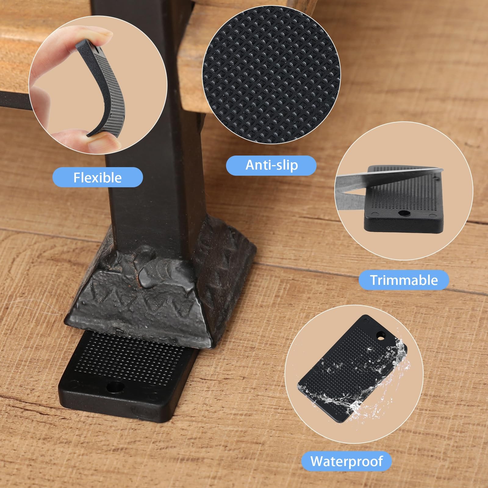 Furniture Levelers Plastic Shims for Leveling Black Rubber Wedge for Table To…