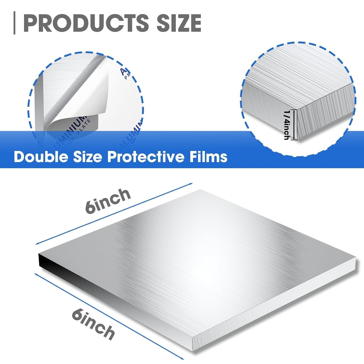 2PACK 1/4Inch Thick Aluminum Sheet Plate, 6″x6″ Heavy Duty Aluminum Sheets Pl…