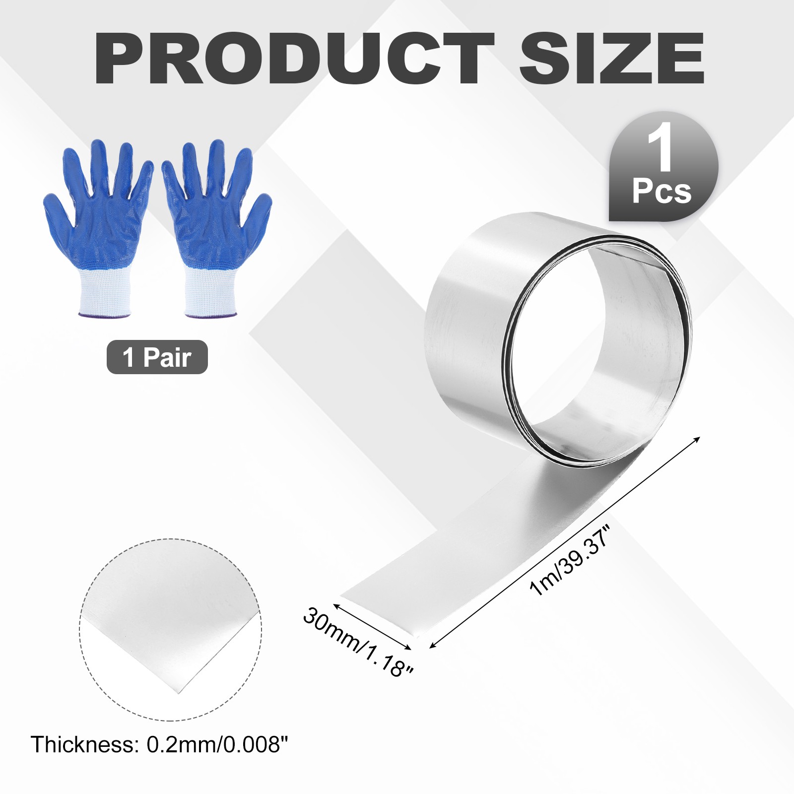 304 Stainless Steel Foil Roll 0.2mm x 30mm x 1m Metal Strip Sheet Silver Tone