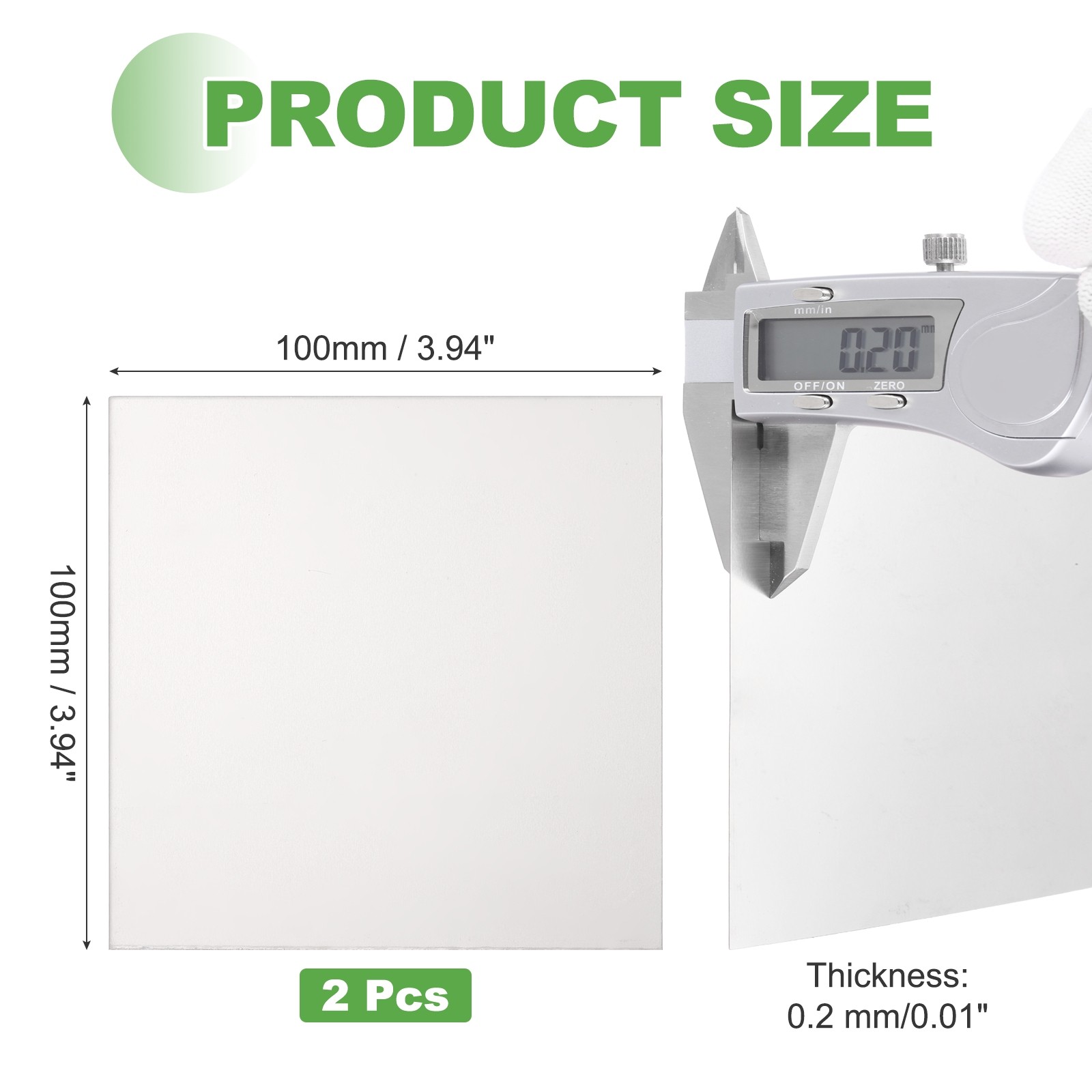 2 Pcs Pure Grade TA1 Titanium Plate Sheet, 100x100x0.2mm Titanium Metal Sheet