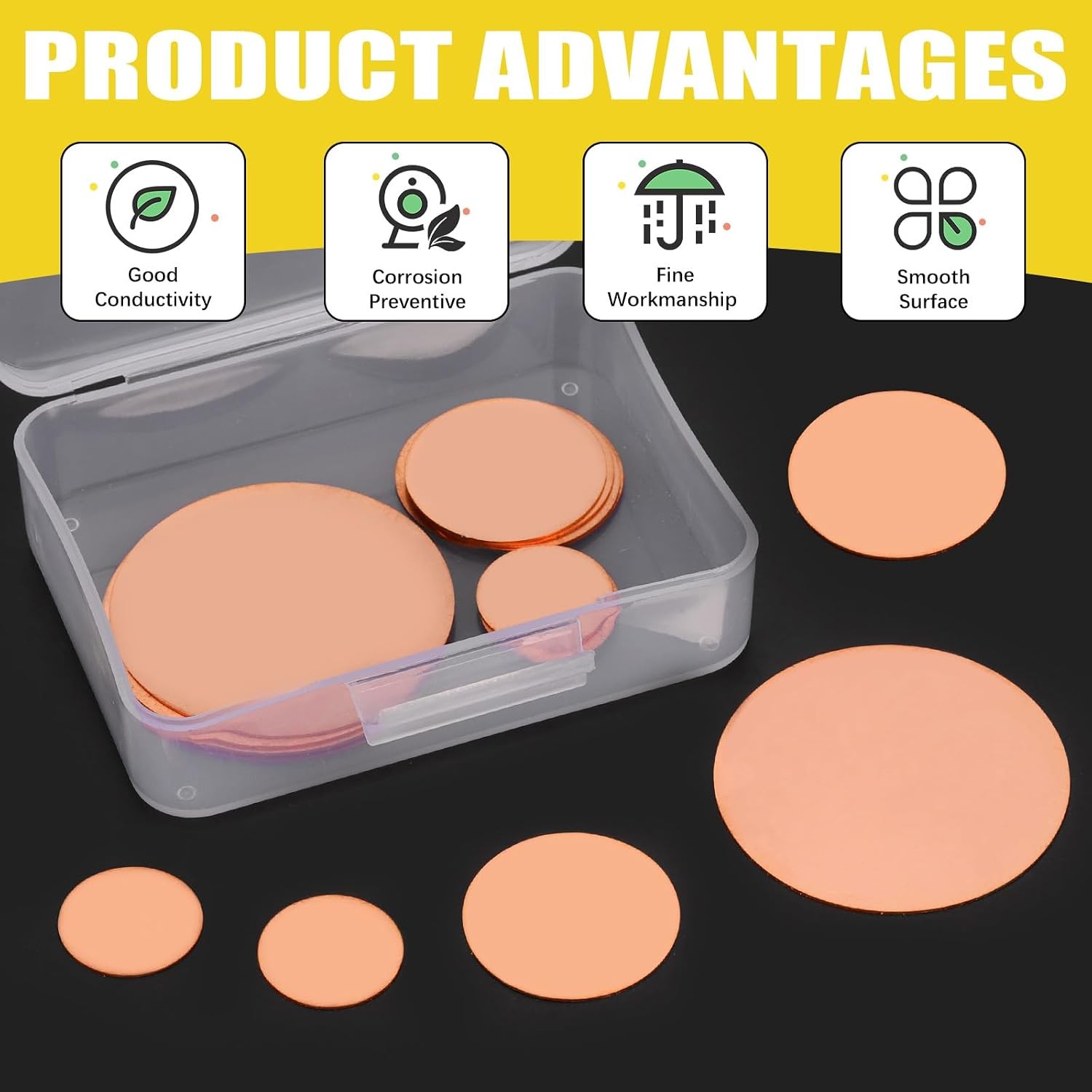 18Pcs Round Pure Copper Sheets 24 Gauge 0.5mm Jewelry Crafts Electrical