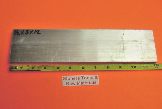 1/2″ X 3″ ALUMINUM 6061 FLAT BAR 12″ long Solid T651 Extruded Mill Bar Stock New